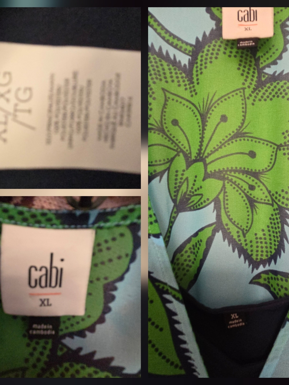 CAbi Green Floral Print Dress on Light Blue - Picture 3 of 5